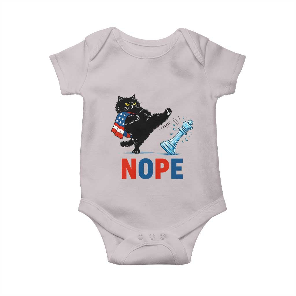 Funny Black Cat Kicks The Icy Chess Piece Nope Baby Onesie