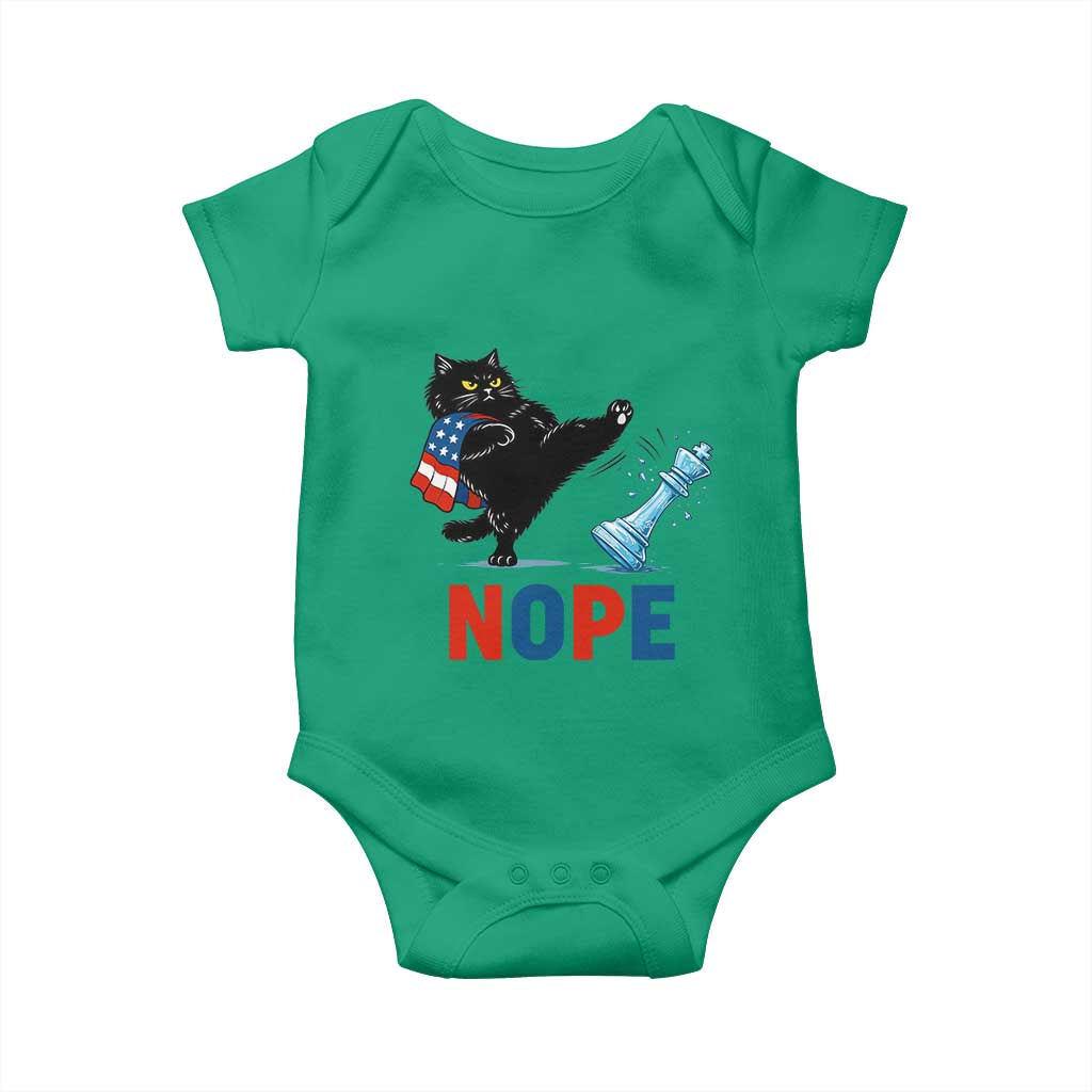 Funny Black Cat Kicks The Icy Chess Piece Nope Baby Onesie