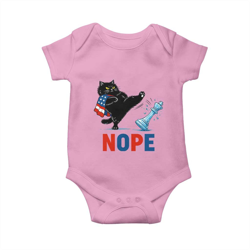 Funny Black Cat Kicks The Icy Chess Piece Nope Baby Onesie