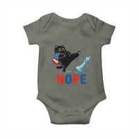 Funny Black Cat Kicks The Icy Chess Piece Nope Baby Onesie