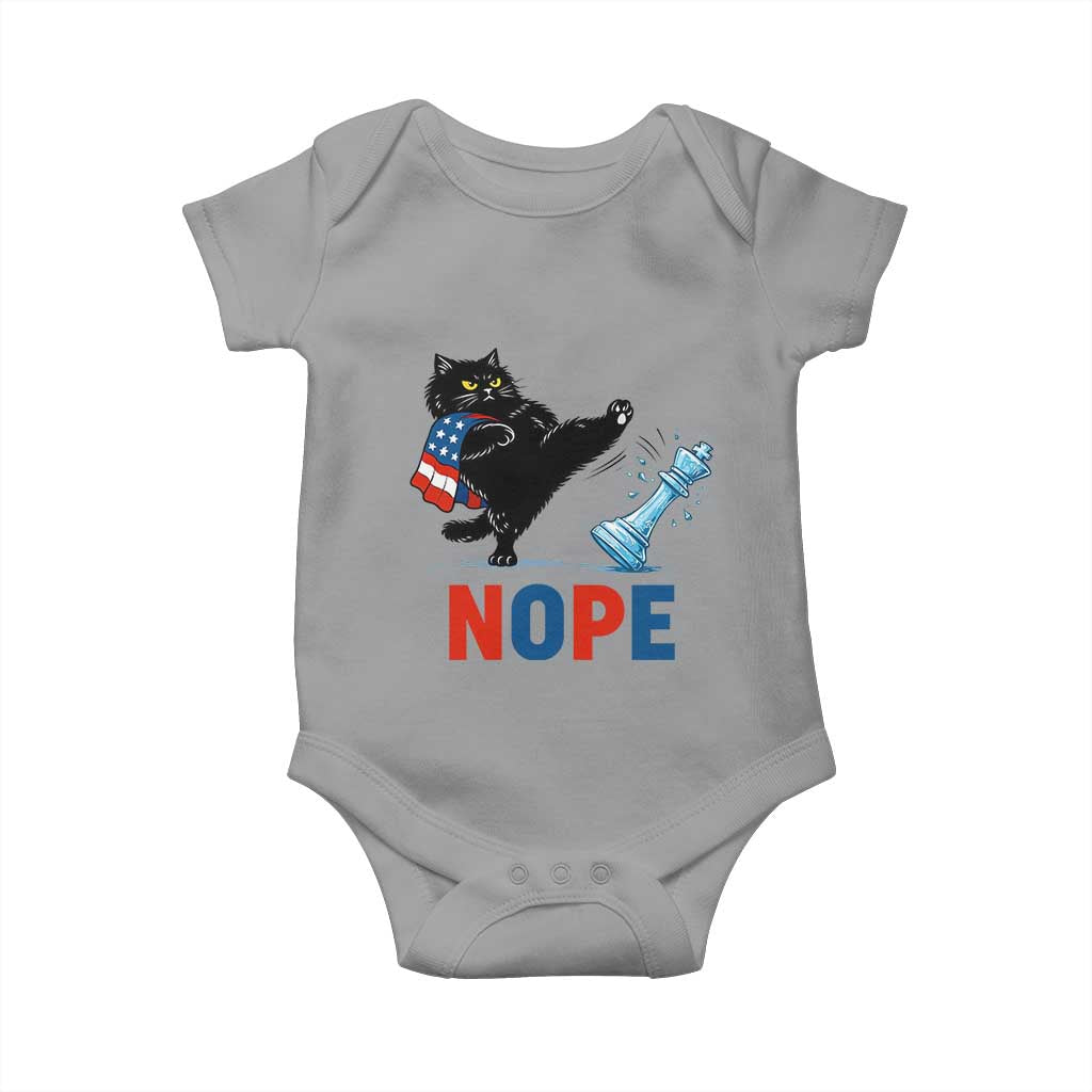 Funny Black Cat Kicks The Icy Chess Piece Nope Baby Onesie