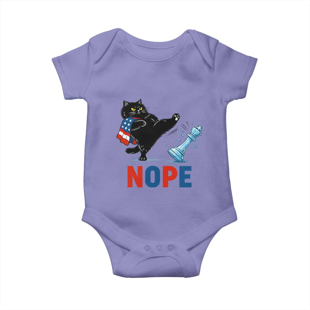 Funny Black Cat Kicks The Icy Chess Piece Nope Baby Onesie