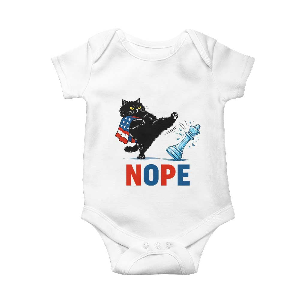 Funny Black Cat Kicks The Icy Chess Piece Nope Baby Onesie