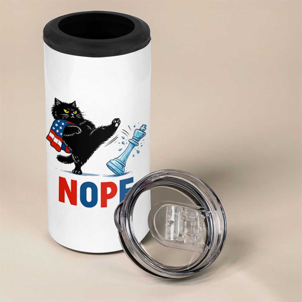 Funny Black Cat Kicks The Icy Chess Piece Nope 4 in 1 Can Cooler Tumbler