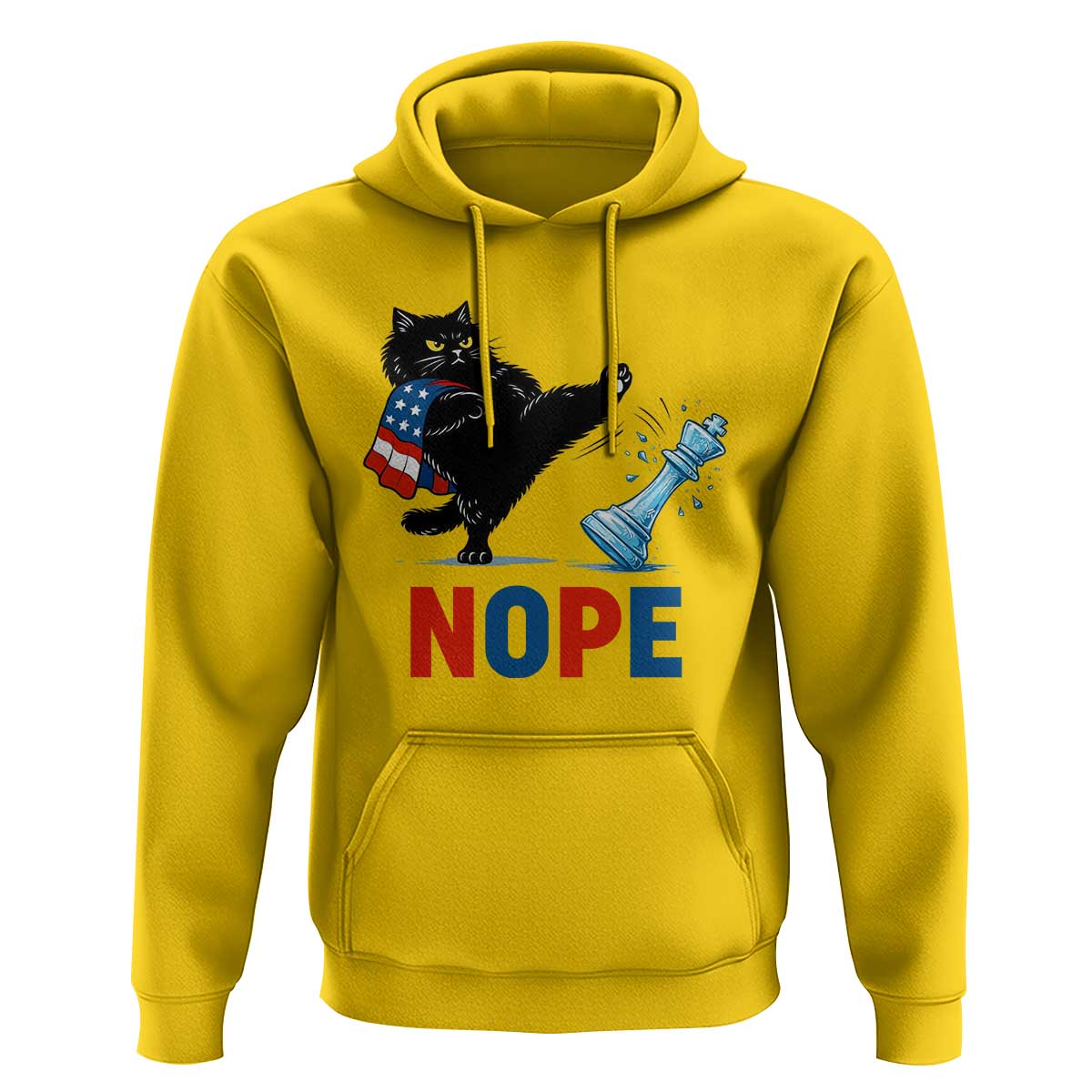 Funny Black Cat Kicks The Icy Chess Piece Nope Hoodie