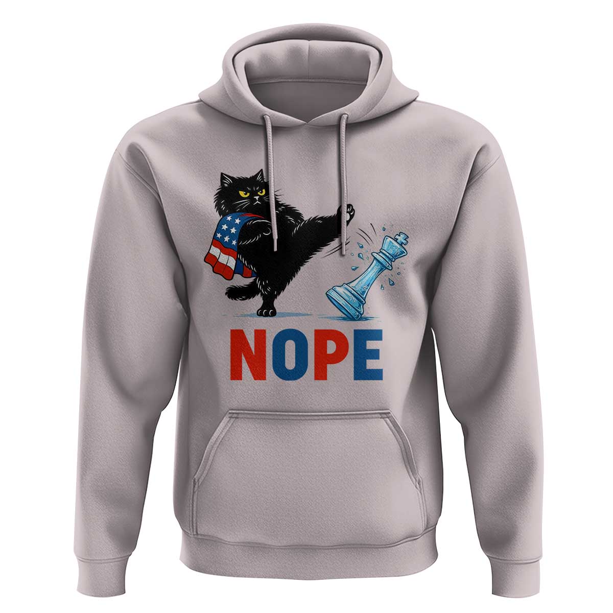 Funny Black Cat Kicks The Icy Chess Piece Nope Hoodie