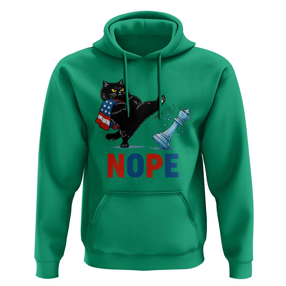 Funny Black Cat Kicks The Icy Chess Piece Nope Hoodie