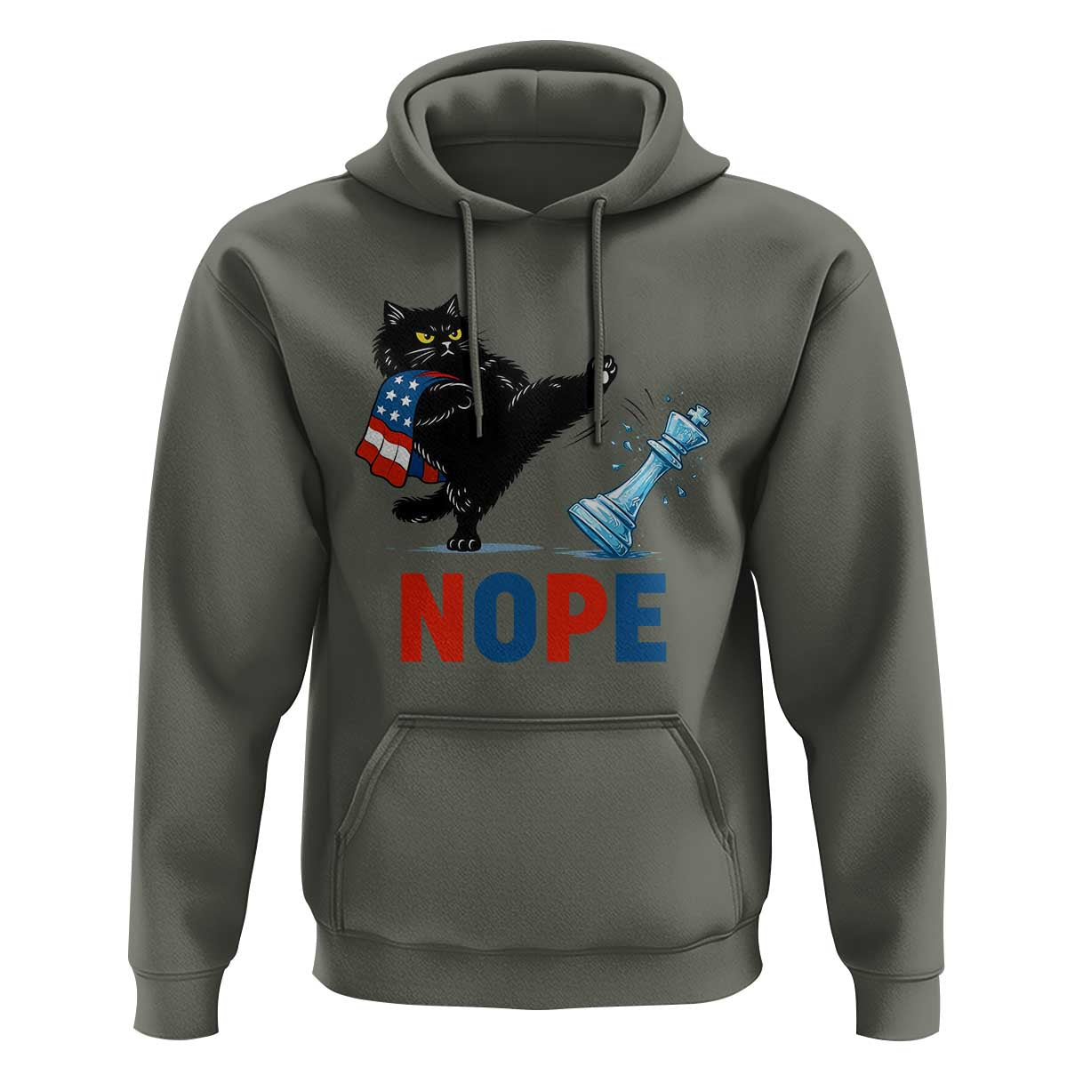 Funny Black Cat Kicks The Icy Chess Piece Nope Hoodie