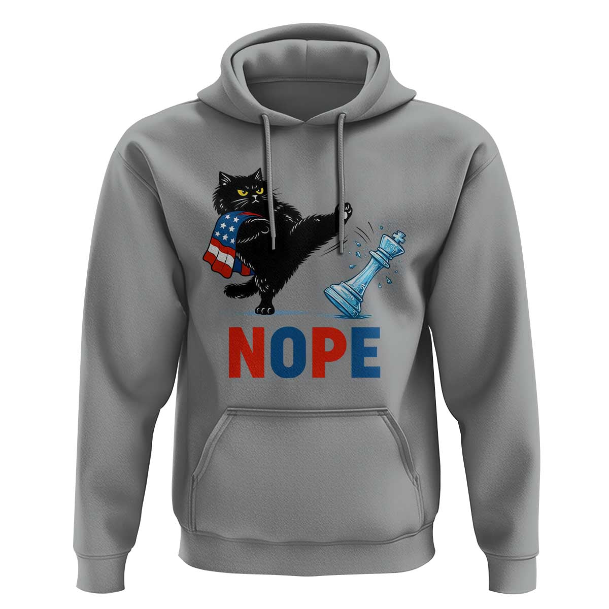 Funny Black Cat Kicks The Icy Chess Piece Nope Hoodie