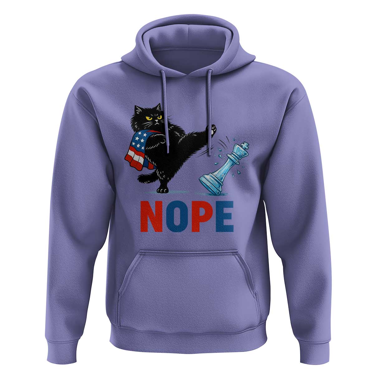 Funny Black Cat Kicks The Icy Chess Piece Nope Hoodie