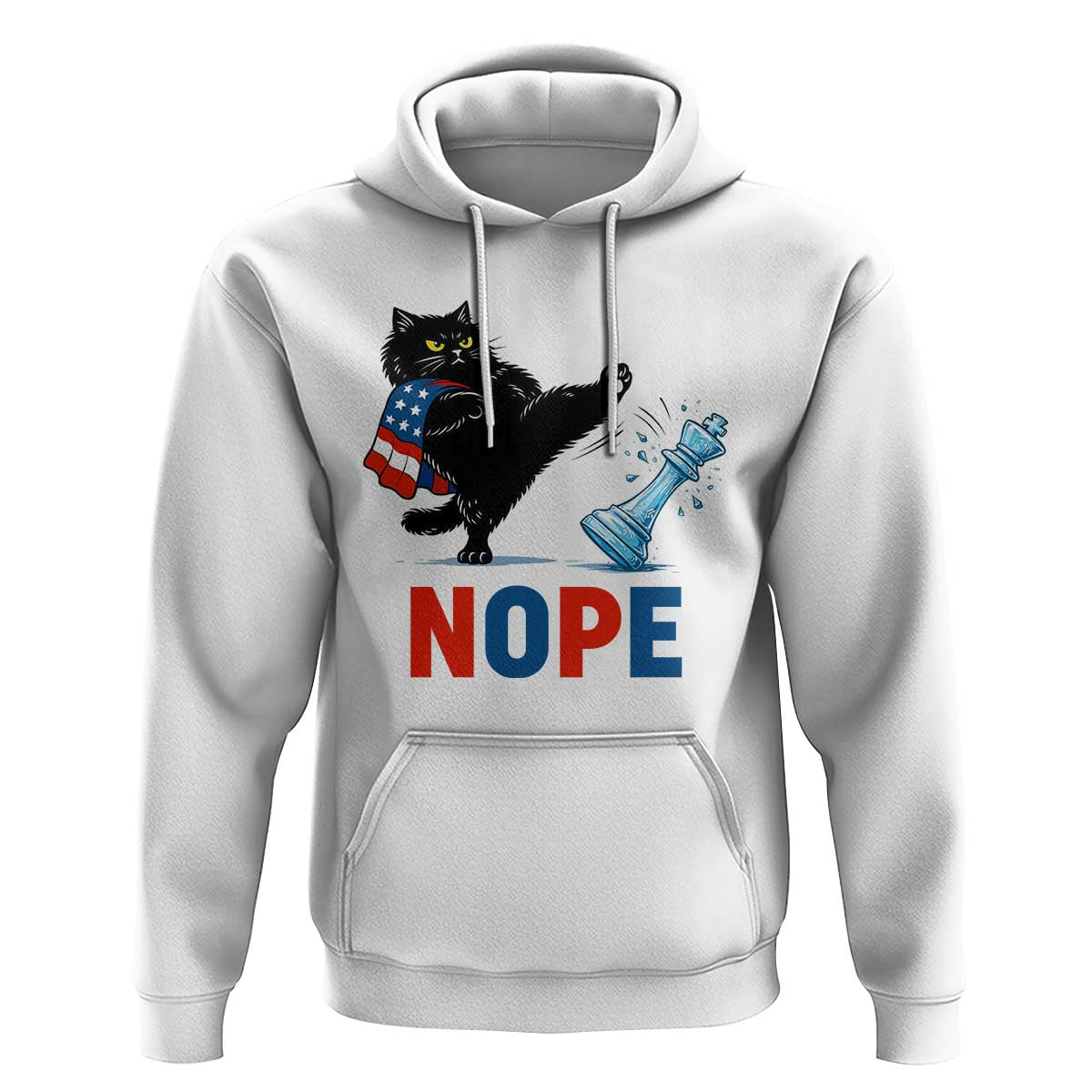 Funny Black Cat Kicks The Icy Chess Piece Nope Hoodie