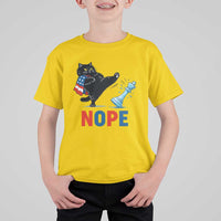 Funny Black Cat Kicks The Icy Chess Piece Nope T Shirt For Kid