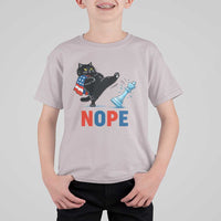 Funny Black Cat Kicks The Icy Chess Piece Nope T Shirt For Kid