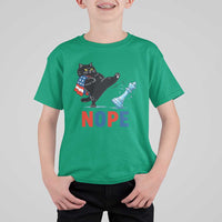 Funny Black Cat Kicks The Icy Chess Piece Nope T Shirt For Kid
