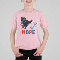Funny Black Cat Kicks The Icy Chess Piece Nope T Shirt For Kid