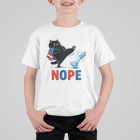 Funny Black Cat Kicks The Icy Chess Piece Nope T Shirt For Kid