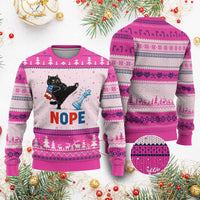 Funny Black Cat Kicks The Icy Chess Piece Nope Ugly Christmas Sweater