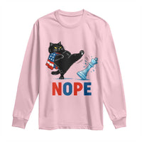 Funny Black Cat Kicks The Icy Chess Piece Nope Long Sleeve Shirt