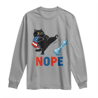 Funny Black Cat Kicks The Icy Chess Piece Nope Long Sleeve Shirt