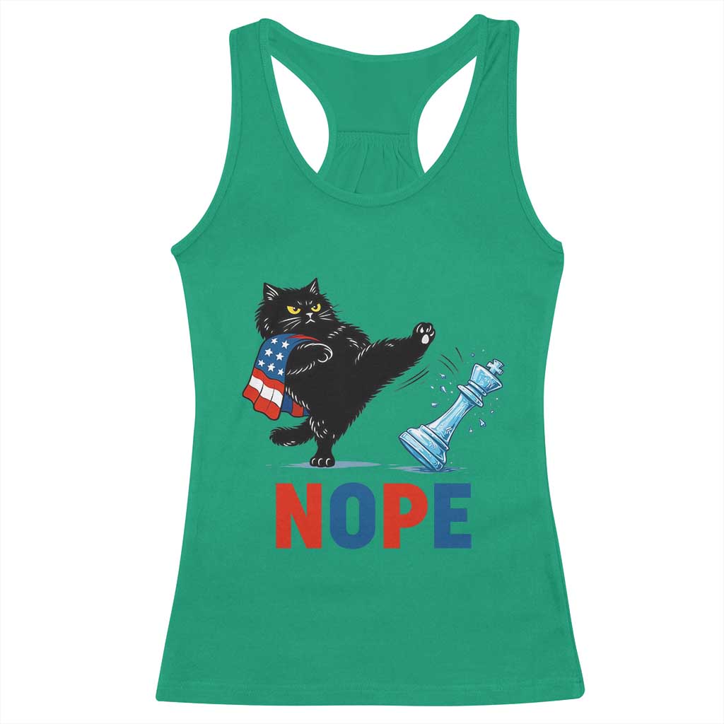 Funny Black Cat Kicks The Icy Chess Piece Nope Racerback Tank Top