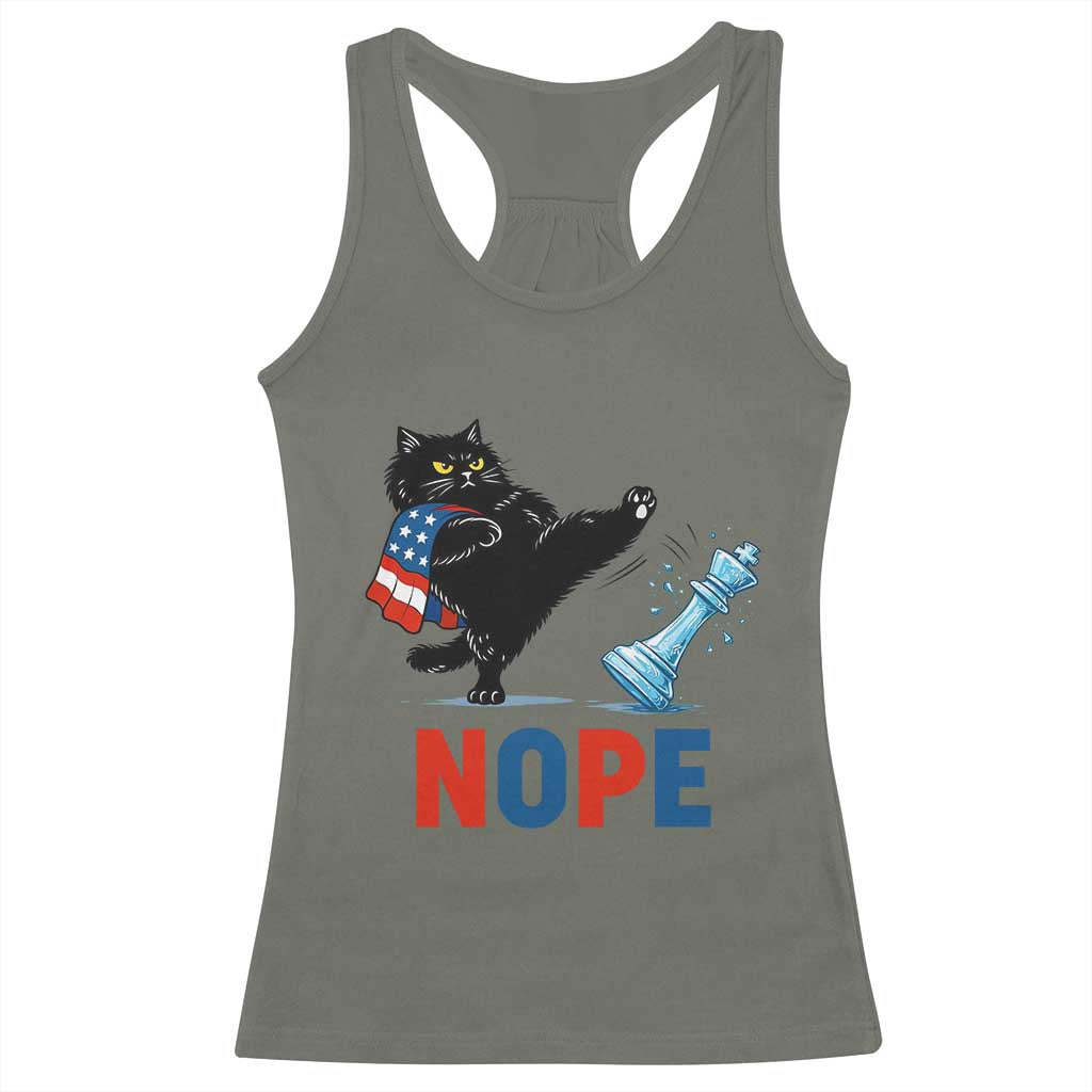 Funny Black Cat Kicks The Icy Chess Piece Nope Racerback Tank Top