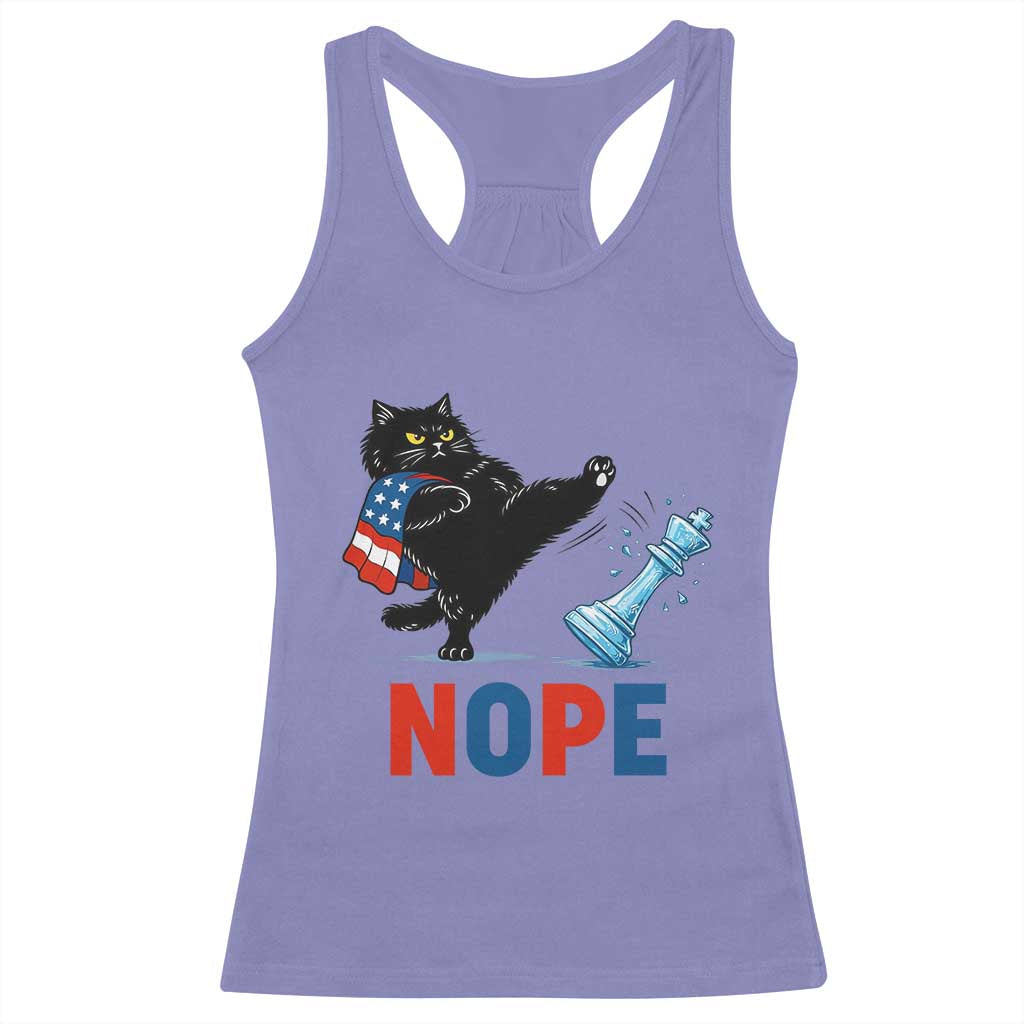 Funny Black Cat Kicks The Icy Chess Piece Nope Racerback Tank Top