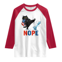 Funny Black Cat Kicks The Icy Chess Piece Nope Raglan Shirt