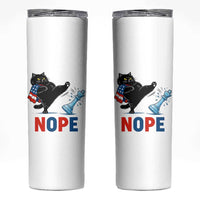 Funny Black Cat Kicks The Icy Chess Piece Nope Skinny Tumbler