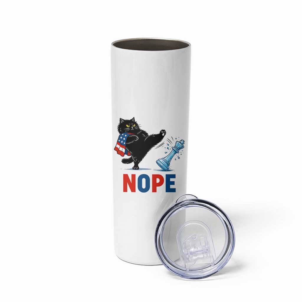 Funny Black Cat Kicks The Icy Chess Piece Nope Skinny Tumbler