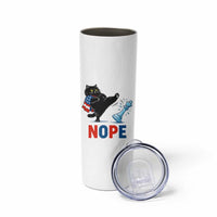 Funny Black Cat Kicks The Icy Chess Piece Nope Skinny Tumbler
