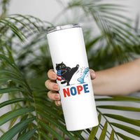 Funny Black Cat Kicks The Icy Chess Piece Nope Skinny Tumbler