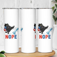 Funny Black Cat Kicks The Icy Chess Piece Nope Skinny Tumbler