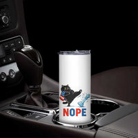 Funny Black Cat Kicks The Icy Chess Piece Nope Skinny Tumbler
