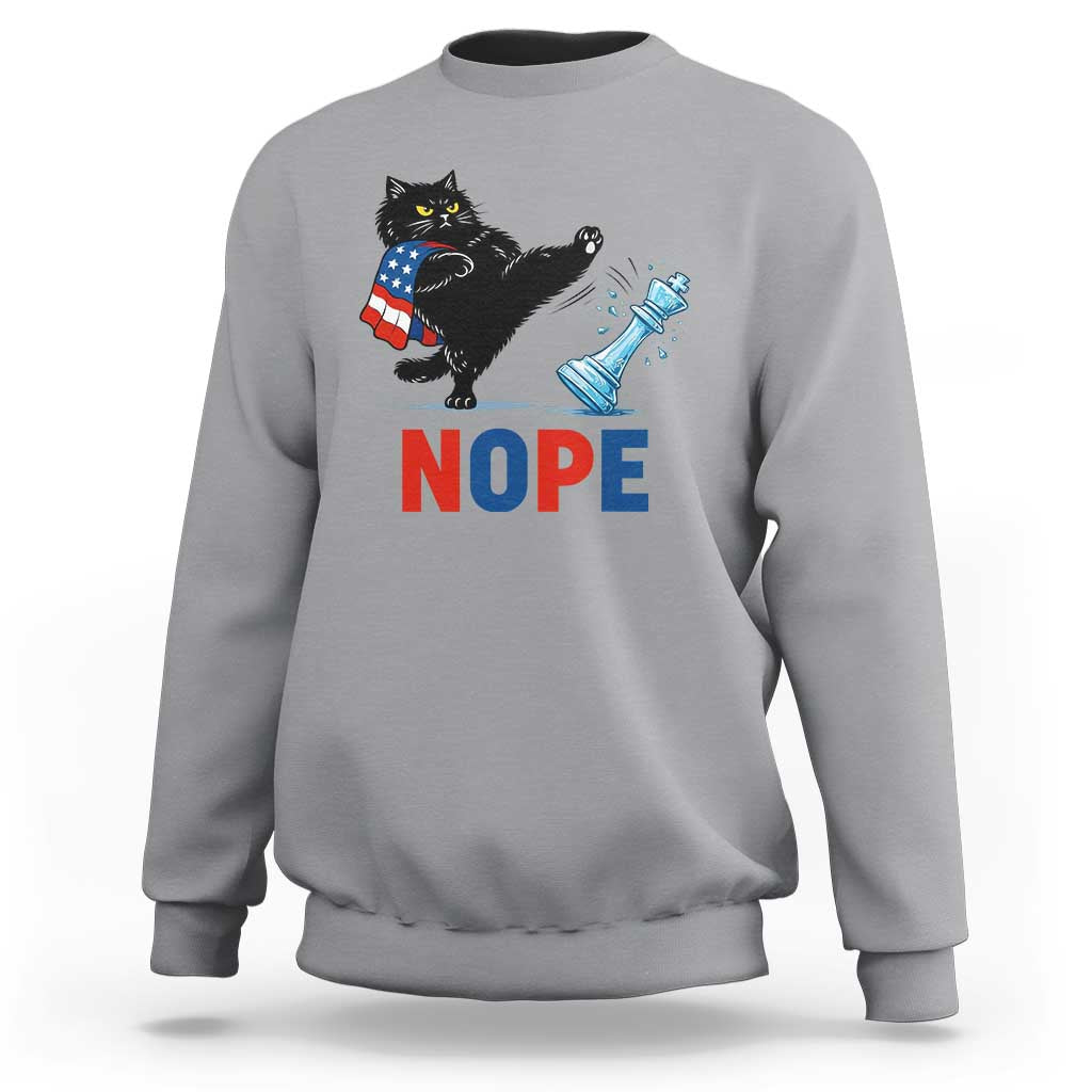 Funny Black Cat Kicks The Icy Chess Piece Nope Sweatshirt
