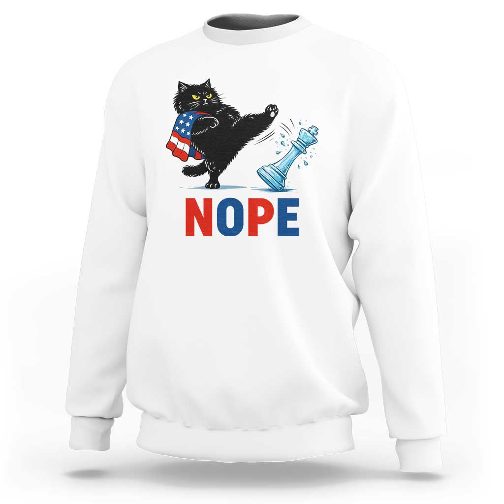 Funny Black Cat Kicks The Icy Chess Piece Nope Sweatshirt