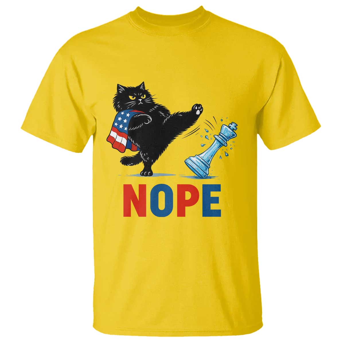 Funny Black Cat Kicks The Icy Chess Piece Nope T Shirt