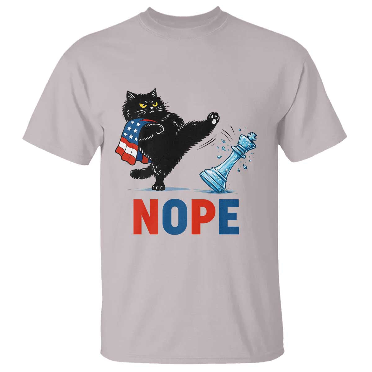 Funny Black Cat Kicks The Icy Chess Piece Nope T Shirt