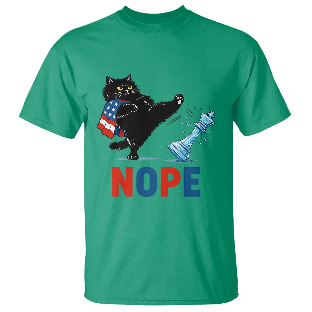 Funny Black Cat Kicks The Icy Chess Piece Nope T Shirt