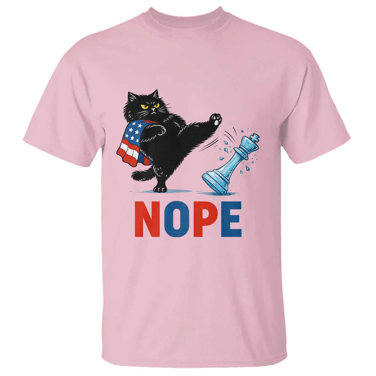 Funny Black Cat Kicks The Icy Chess Piece Nope T Shirt