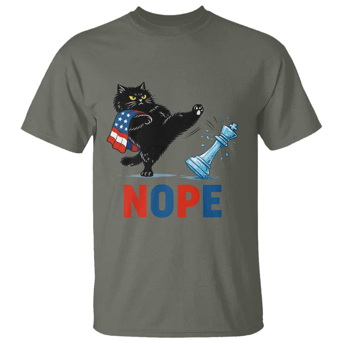 Funny Black Cat Kicks The Icy Chess Piece Nope T Shirt