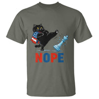 Funny Black Cat Kicks The Icy Chess Piece Nope T Shirt