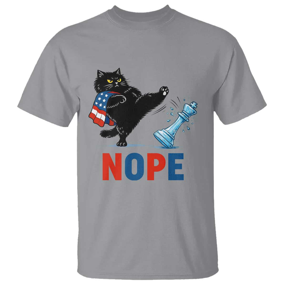 Funny Black Cat Kicks The Icy Chess Piece Nope T Shirt