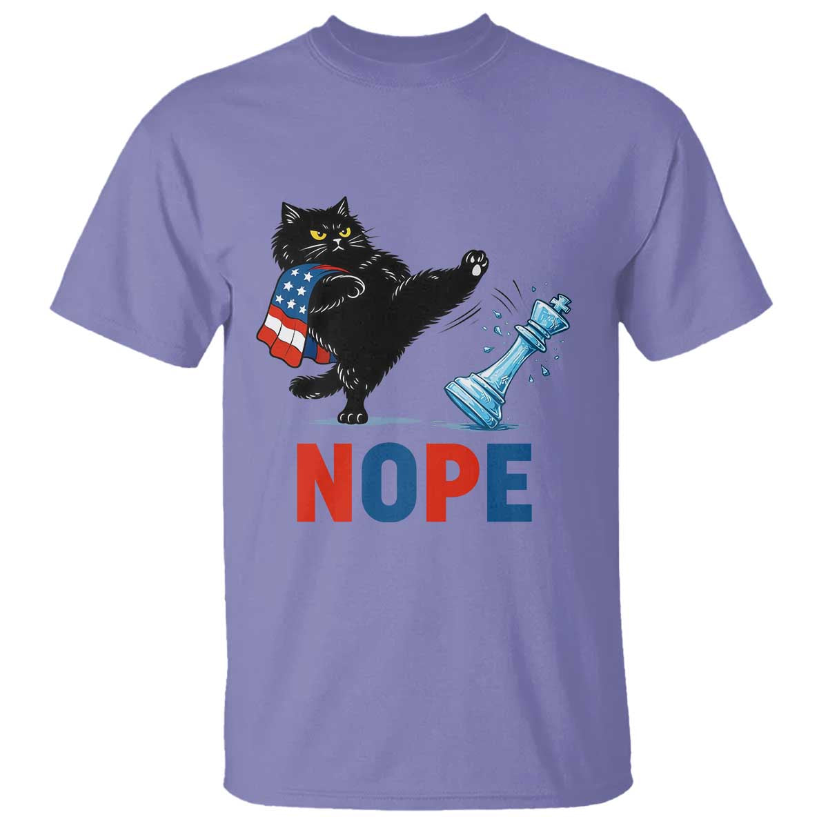 Funny Black Cat Kicks The Icy Chess Piece Nope T Shirt