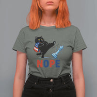Funny Black Cat Kicks The Icy Chess Piece Nope T Shirt For Women