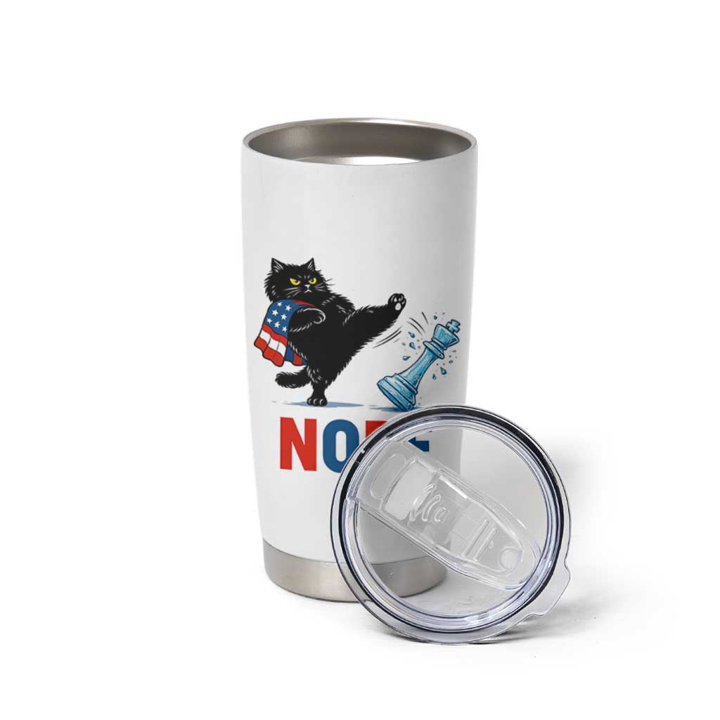 Funny Black Cat Kicks The Icy Chess Piece Nope Tumbler Cup