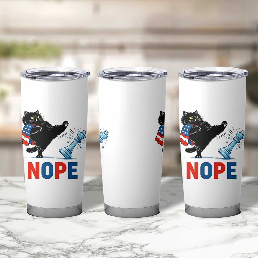 Funny Black Cat Kicks The Icy Chess Piece Nope Tumbler Cup