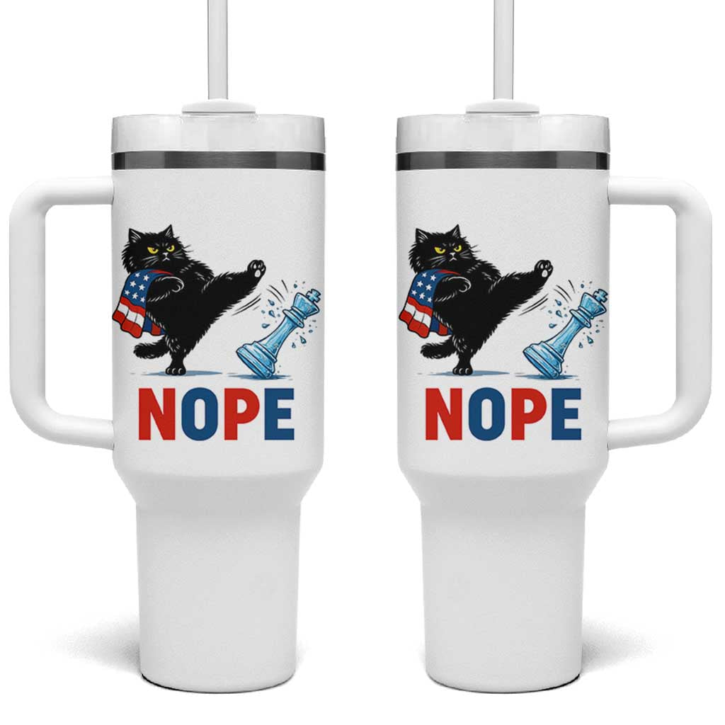 Funny Black Cat Kicks The Icy Chess Piece Nope Tumbler With Handle