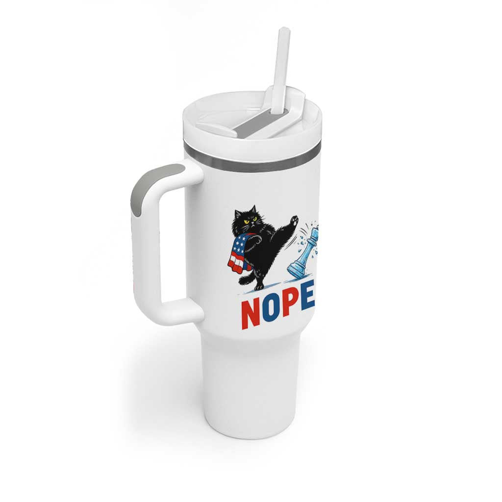 Funny Black Cat Kicks The Icy Chess Piece Nope Tumbler With Handle
