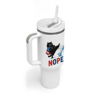 Funny Black Cat Kicks The Icy Chess Piece Nope Tumbler With Handle