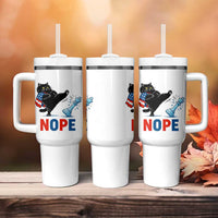 Funny Black Cat Kicks The Icy Chess Piece Nope Tumbler With Handle
